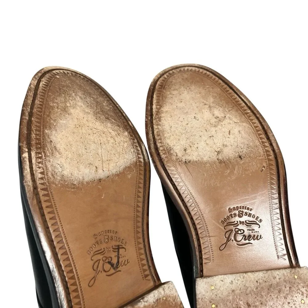 J.Crew Ludlow Mens 9.5 Black Leather Derby Shoes Old Money Preppy Euro‎ Summer